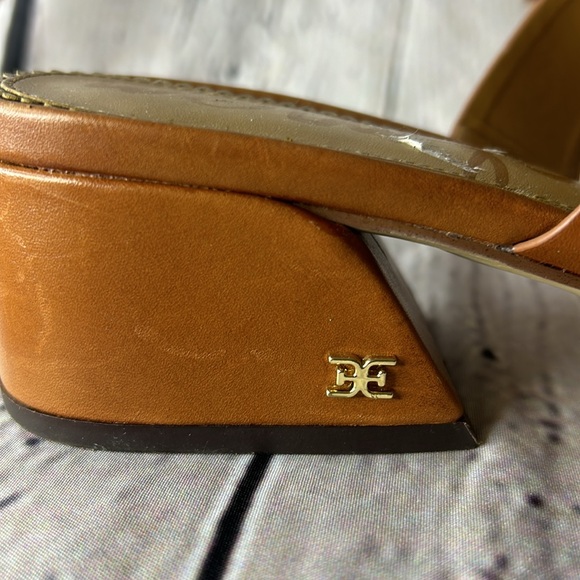 Women’s Sam Edelman Prague ginger brown leather slip on w/block heels size 10.5 - Picture 2 of 8